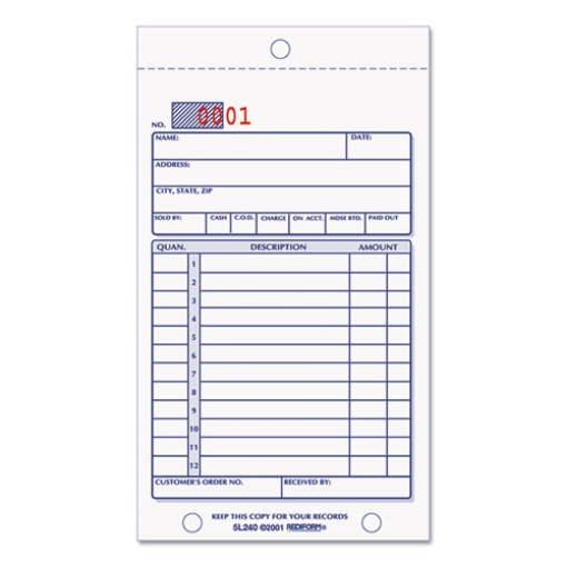 Picture of Sales Book, 12 Lines, Two-Part Carbonless, 3.63 x 6.38, 50 Forms Total