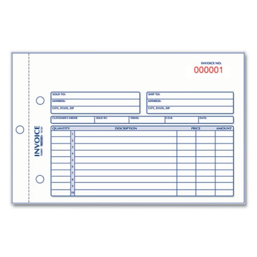 Picture of Invoice Book, Two-Part Carbonless, 5.5 x 7.88, 50 Forms Total