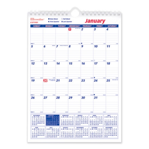 Picture of Twin-Wirebound Wall Calendar, One Month per Page, 8 x 11, White Sheets, 12-Month (Jan to Dec): 2024