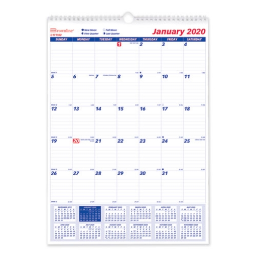 Picture of Twin-Wirebound Wall Calendar, One Month per Page, 12 x 17, White Sheets, 12-Month (Jan to Dec): 2024