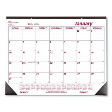 Picture of Monthly Desk Pad Calendar, 22 x 17, White/Burgundy Sheets, Black Binding, Black Corners, 12-Month (Jan to Dec): 2024