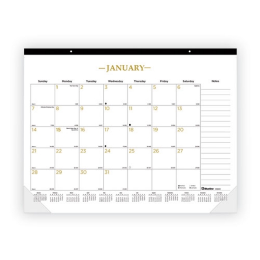 Picture of Gold Collection Monthly Desk Pad Calendar, 22 x 17, White Sheets, Black Headband, Clear Corners, 12-Month (Jan to Dec): 2024