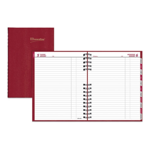 Picture of CoilPro Daily Planner, 10 x 7.88, Red Cover, 12-Month (Jan to Dec): 2024