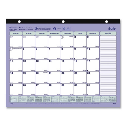 Picture of Academic 13-Month Desk Pad Calendar, 11 x 8.5, Black Binding, 13-Month (July to July): 2023 to 2024