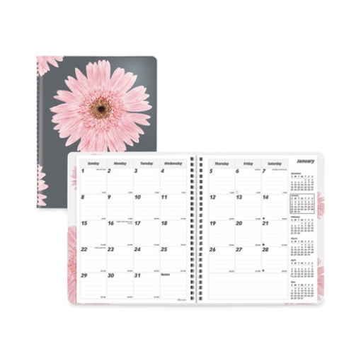 Picture of Essential Collection 14-Month Ruled Monthly Planner, 8.88 x 7.13, Daisy Black/Pink Cover, 14-Month (Dec to Jan): 2023 to 2025