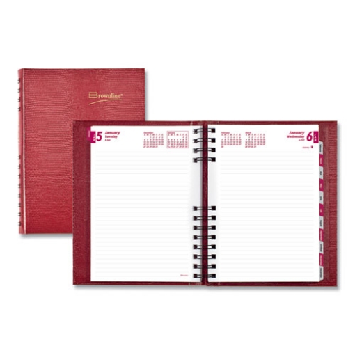 Picture of CoilPro Ruled Daily Planner, 8.25 x 5.75, Red Cover, 12-Month (Jan to Dec): 2024