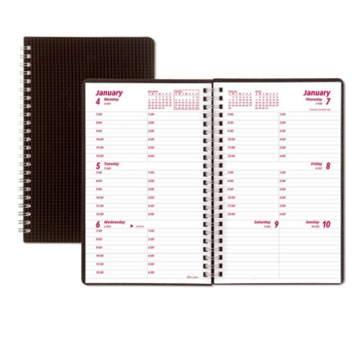 Picture of DuraFlex Weekly Planner, 8 x 5, Black Cover, 12-Month (Jan to Dec): 2024