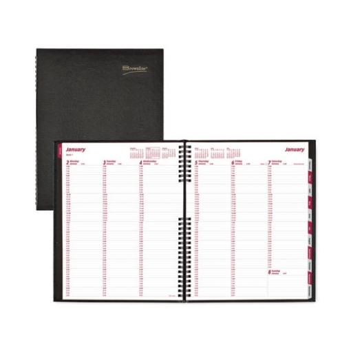 Picture of CoilPro Weekly Appointment Book in Columnar Format, 11 x 8.5, Black Lizard-Look Cover, 12-Month (Jan to Dec): 2024