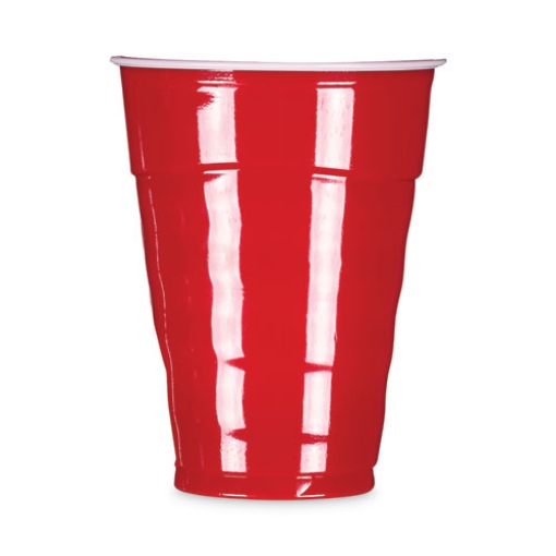 Picture of Easy Grip Disposable Plastic Party Cups, 18 oz, Red, 50/Pack, 8 Packs/Carton