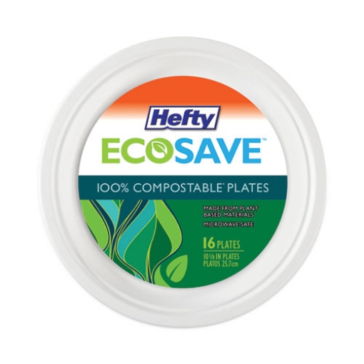 Picture of ECOSAVE Tableware, Plate, Bagasse, 10.13" dia, White, 16/Pack