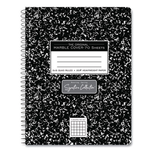 Picture of Spring Signature Composition Book, Quad 5 sq/in Rule, Black Marble Cover, (70) 9.75 x 7.5 Sheet, 24/CT, Ships in 4-6 Bus Days