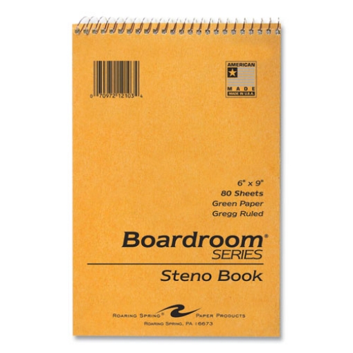 Picture of Boardroom Series Steno Pad, Gregg Ruled, Brown Cover, 80 Green 6 x 9 Sheets, 72 Pads/Carton, Ships in 4-6 Business Days