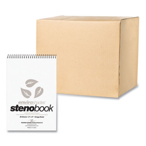 Picture of EnviroShades Steno Pad, Gregg Rule, White Cover, 80 Gray 6 x 9 Sheets, 24 Pads/Carton, Ships in 4-6 Business Days