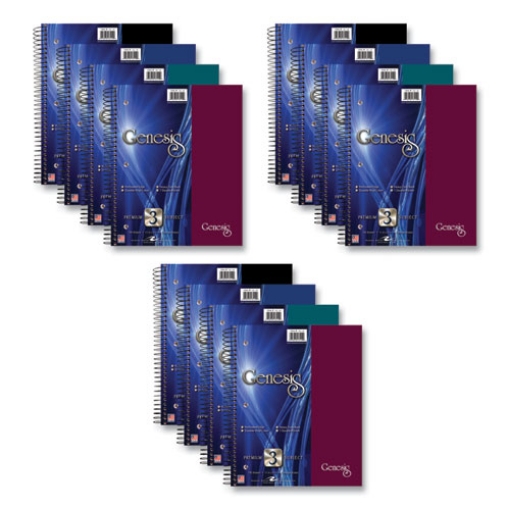 Picture of Genesis Notebook, 3-Subject, Medium/College Rule, Randomly Asst Cover Color, (150) 11x9 Sheets, 12/CT, Ships in 4-6 Bus Days