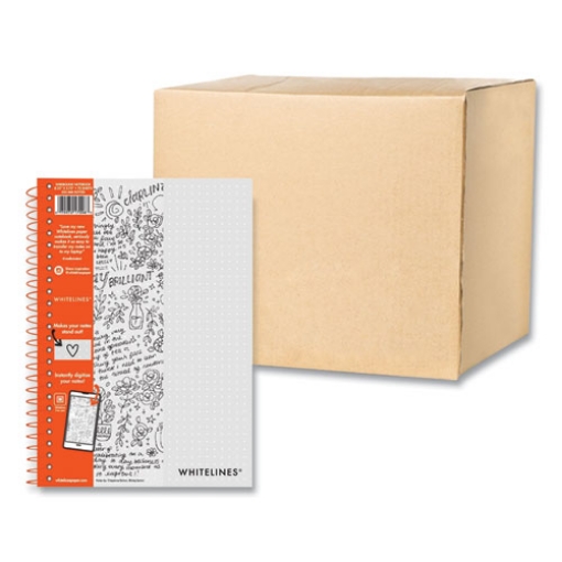 Picture of Whitelines Notebook, Dot Rule (5 mm), Gray/Orange Cover, (70) 8.25 x 5.75 Sheets, 12/Carton , Ships in 4-6 Business Days