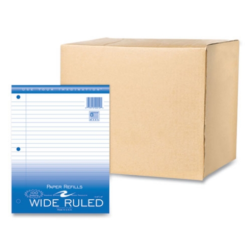 Picture of Loose Leaf Paper, 8 x 10.5, 3-Hole Punched, Wide Rule, White, 100 Sheets/Pack, 48 Packs/Carton, Ships in 4-6 Business Days