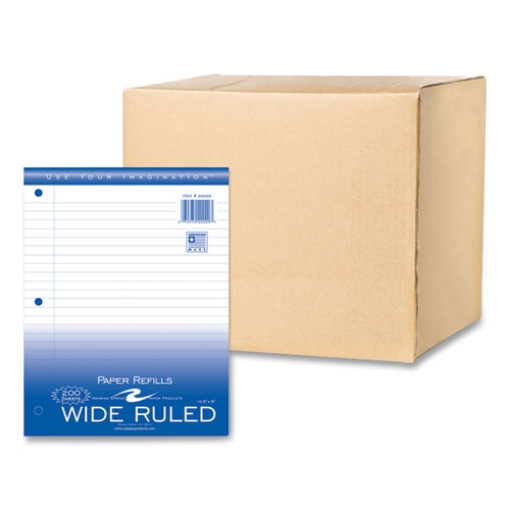 Picture of Loose Leaf Paper, 8 x 10.5, 3-Hole Punched, Wide Rule, White, 200 Sheets/Pack, 24 Packs/Carton , Ships in 4-6 Business Days