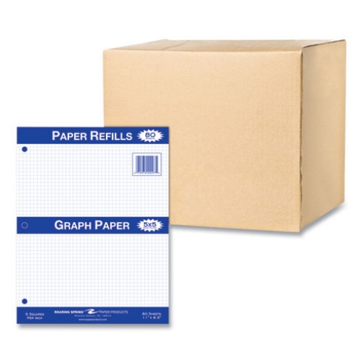 Picture of Graph Filler Paper, 3-Hole, 8.5 x 11, Quadrille: 5 sq/in, 80 Sheets/Pack, 24 Packs/Carton, Ships in 4-6 Business Days