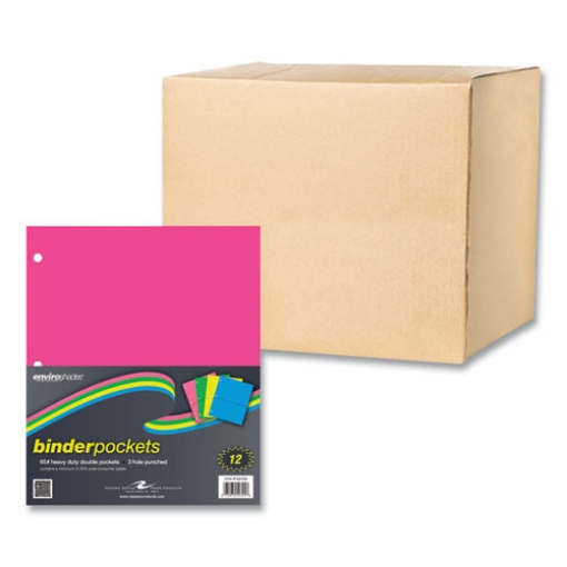 Picture of Binder Pocket, 9 w x 11 h, Assorted Colors, 144/Carton, Ships in 4-6 Business Days