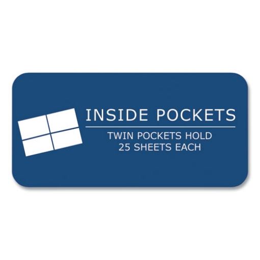 Picture of Pocket Folder with 3 Fasteners, 0.5" Capacity, 11 x 8.5, Dark Blue, 25/Box, 10 Boxes/Carton, Ships in 4-6 Business Days