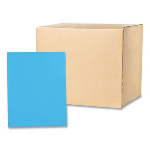 Picture of Pocket Folder with 3 Fasteners, 0.5" Capacity, 11 x 8.5, Light Blue, 25/Box, 10 Boxes/Carton, Ships in 4-6 Business Days