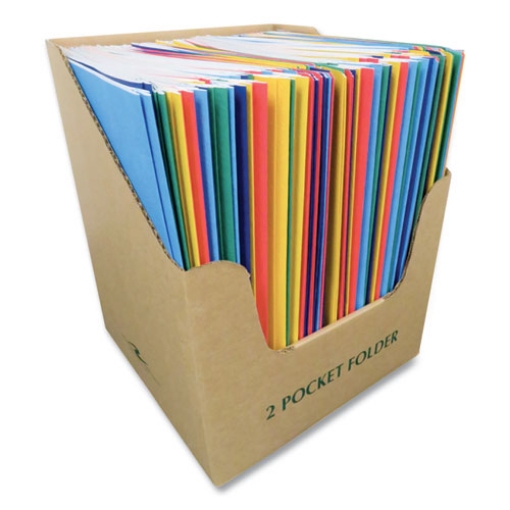 Picture of Pocket Folder with 3 Fasteners, 0.5" Capacity, 11 x 8.5, Assorted Colors, 100/Carton, Ships in 4-6 Business Days