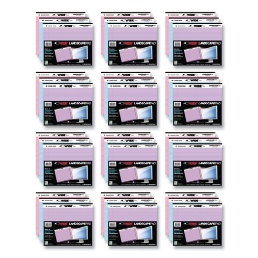 Picture of WIDE Landscape Format Writing Pad, Medium/College Rule, 40 Assorted Colors 11 x 9.5 Sheets, 12/CT, Ships in 4-6 Business Days