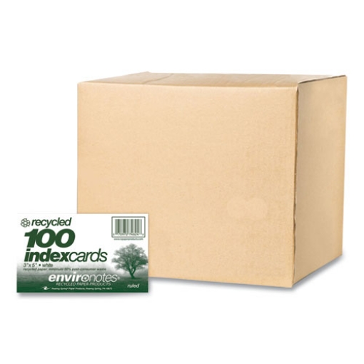 Picture of Environotes Recycled Index Cards, Narrow Rule, 3 x 5 White, 100 Cards, 36/Carton, Ships in 4-6 Business Days