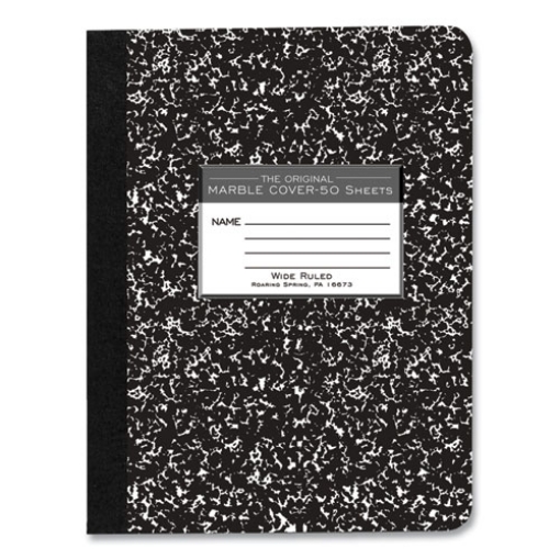 Picture of Hardcover Marble Composition Book, Wide/Legal Rule, Black Marble Cover, (50) 9.75 x 7.5 Sheet, 48/CT, Ships in 4-6 Bus Days