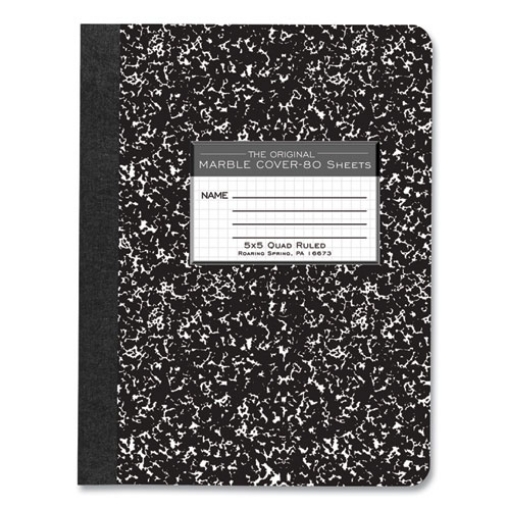 Picture of Hardcover Composition Book, Quadrille 5 sq/in Rule, Black Marble Cover, (80) 9.75 x 7.5 Sheet, 48/CT, Ships in 4-6 Bus Days