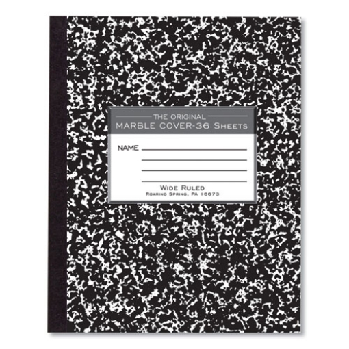 Picture of Marble Cover Composition Book, Wide/Legal Rule, Black Marble Cover, (36) 8.5 x 7 Sheets