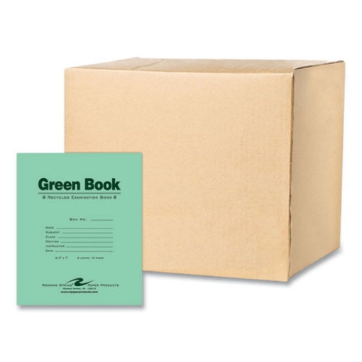 Picture of Recycled Exam Book, Wide/Legal Rule, Green Cover, (8) 8.5 x 7 Sheets, 600/Carton, Ships in 4-6 Business Days