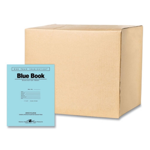 Picture of Recycled Exam Book, Wide/Legal Rule, Blue Cover, (8) 11 x 8.5 Sheets, 500/Carton, Ships in 4-6 Business Days