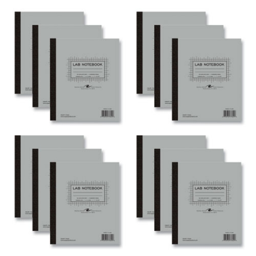 Picture of Lab and Science Carbonless Notebook, Quad Rule (4 sq/in), Gray Cover, (100) 11x9.25 Sheets, 12/CT, Ships in 4-6 Business Days