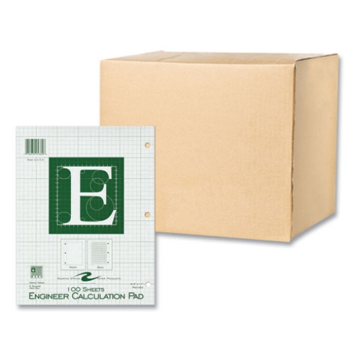 Picture of Engineer Pad, (0.5" Margins), Quad Rule (5 sq/in, 1 sq/in) 100 Lt Green 8.5x11 Sheets/Pad, 24/CT, Ships in 4-6 Business Days