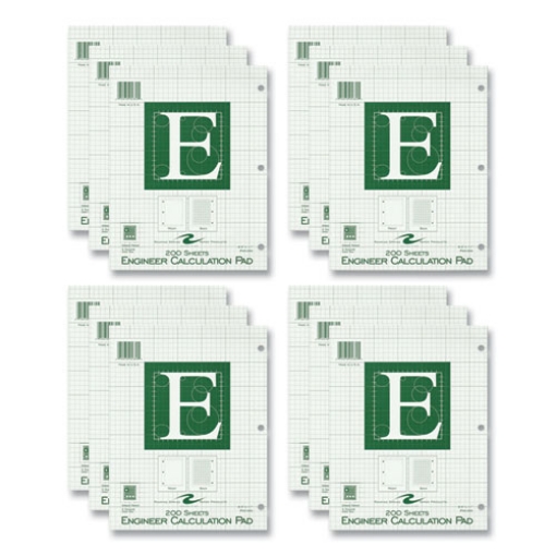 Picture of Engineer Pad, (0.5" Margins), Quad Rule (5 sq/in, 1 sq/in), 200 Lt Green 8.5x11 Sheets/Pad, 12/CT, Ships in 4-6 Business Days