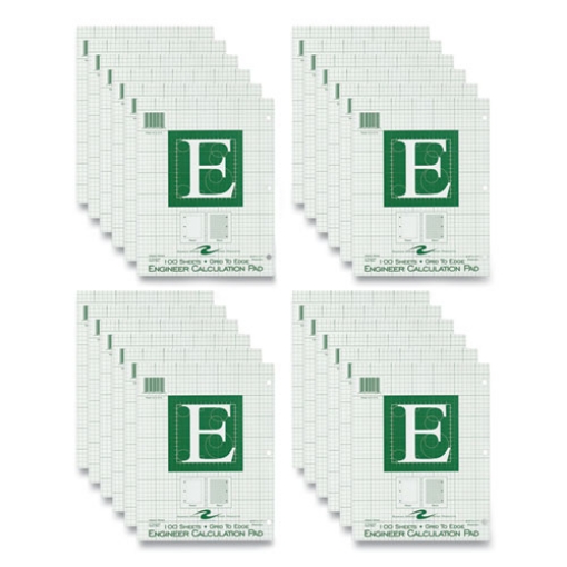 Picture of Engineer Pad, (1.25" Margin), Quad Rule (5 sq/in, 1 sq/in), 100 Lt Green 8.5x11 Sheets/Pad, 24/CT, Ships in 4-6 Business Days