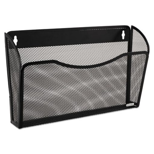 Picture of Single Pocket Wire Mesh Wall File, Letter Size, 14" x 3.27" x 8.5", Black