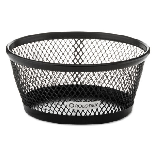 Picture of Mesh Jumbo Nestable Paper Clip Dish, Wire Mesh, 4.3" Diameter x 2"h,  Black