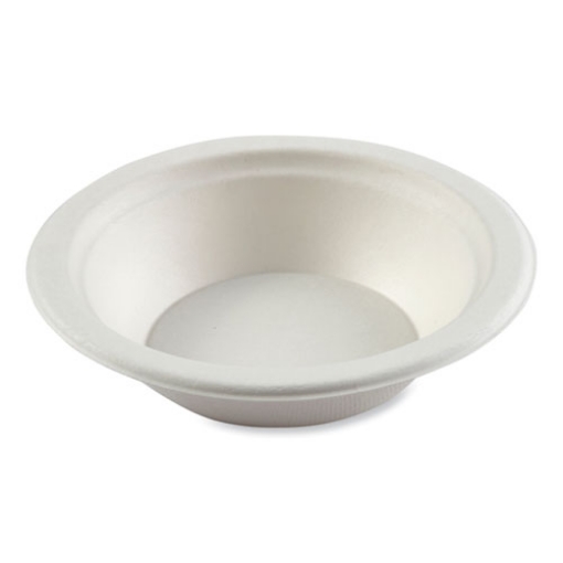 Picture of bagasse pfas-free dinnerware, bowl, 12 oz, white, 1,000/carton