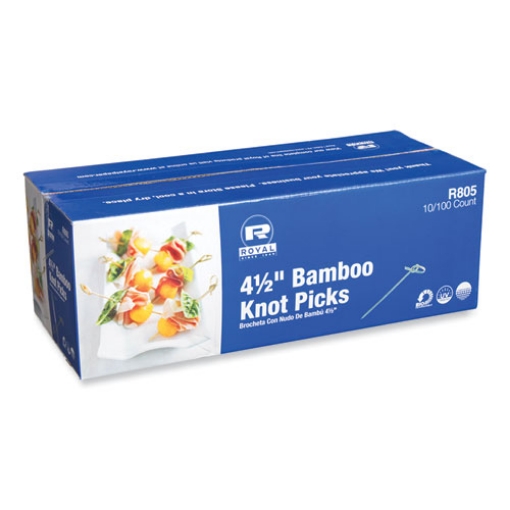 Picture of Knotted Bamboo Pick, Natural, 4.5", 100 Pack, 10 Packs/Carton