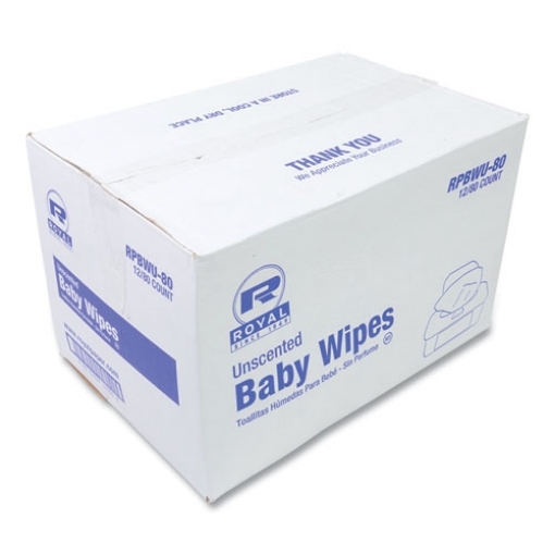 Picture of Baby Wipes Tub, Unscented, White, 80/Tub, 12 Tubs/Carton