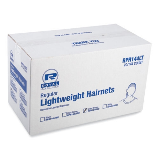 Picture of Lightweight Latex-Free Hairnets, Nylon, 24", Light Brown, 144/Box, 20 Boxes/Carton