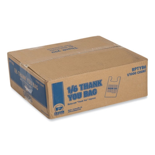 Picture of thank you bags, 11.5 x 6.5 x 21, white with red print, 1,000/carton