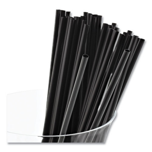 Picture of Sip Straws, 7.5", Plastic, Black, 10,000/carton