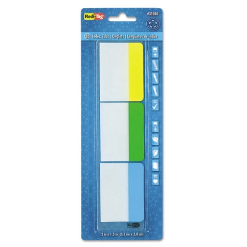 Picture of Write-On Index Tabs, 1/5-Cut, Assorted Colors, 2" Wide, 30/Pack