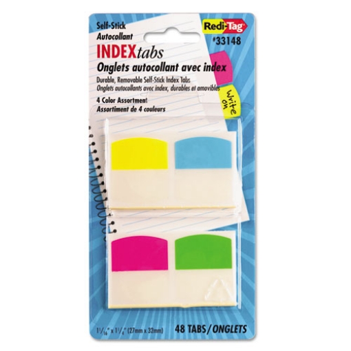 Picture of Write-On Index Tabs, 1/5-Cut, Assorted Colors, 1.06" Wide, 48/Pack