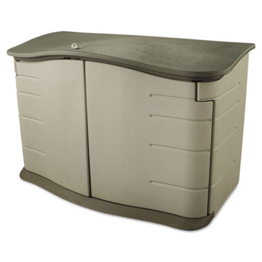 Picture of Horizontal Outdoor Storage Shed, 55 X 28 X 36, 20 Cu Ft, Olive Green/sandstone