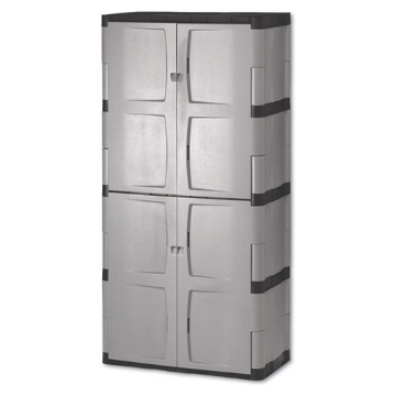 Picture of Double-Door Storage Cabinet - Base/top, 36w X 18d X 72h, Gray/black