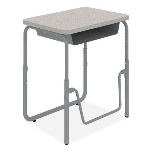 Picture of ALPHABETTER 2.0 HEIGHT-ADJUSTABLE STUDENT DESK WITH PENDULUM BAR, 27.75" X 19.75" X 22" TO 30", PEBBLE GRAY